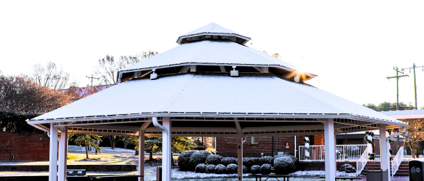 Lewisville, North Carolina's Shallowford Square in Snow