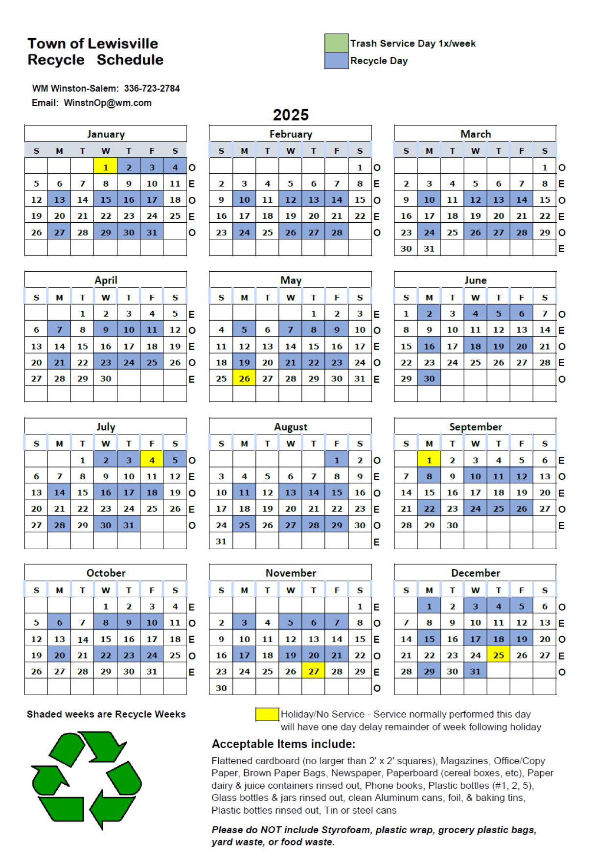 Waste Management Lewisville Recycling Collection Schedule 2025