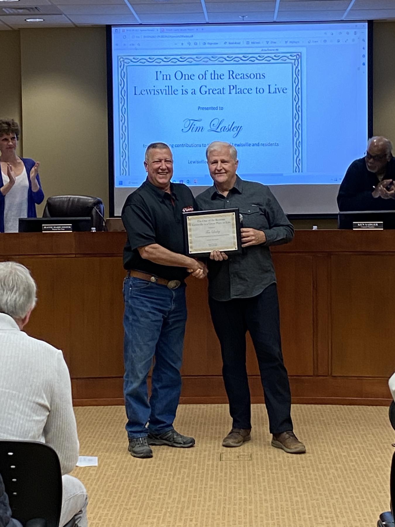 Lasley Receives Town Award